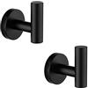 Nolimas - Gancio appendiabiti per asciugamani, in acciaio inox SUS304, colore nero opaco, per bagno, armadio, spugne, accappatoio, da parete, rotondo, resistente, 2 confezioni