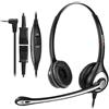 Wantek Cuffie Telefono Cordless Binaurale con Microfono a Cancellazione del Rumore, Auricolare Call Center per Gigaset C430 C610 S79H Panasonic Cisco Polycom con Jack 2,5 mm(Y602QJ25)