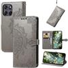 Fertuo Cover per Motorola Moto G77 / G67, Custodia Portafoglio a Libro in Pelle Flip Case con Porta Carte, Chiusura Magnetica e Stand [Disegni di Mandala] Interno Silicone Sottile Antiurto, Grigio