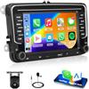Motorsi 4GB+64GB Stereo per VW Golf 5 6 Tiguan Touran Passat Polo Skoda Seat - Wireless Carplay Android Auto Radio con GPS Navi WiFi Bluetooth RDS/FM Radio SWC USB Mirror Link Canbus & Telecamera