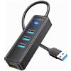 iDsonix Adattatore da USB C a Ethernet, hub USB 3.0 con Ethernet 10/100/1000 Mbps e 3 porte USB 3.0, splitter USB, adattatore di rete multiporta, hub per laptop/PC/Windows/MacBook/Desktop