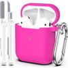 MHYALUDO Custodia per Airpods 1a/2a generazione (2016/2019),Custodia protettiva in morbido silicone per Airpods 1a/2a con LED visibile sulla parte anteriore,con kit di pulizia,Rosa