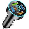 YCioel 5-Porte Caricabatterie Auto, 66W Caricatore Auto USB C PD30W+QC3.0+3.1A, Adattatore Accendisigari USB con Voltmetro LED, per iPhone 15 14 13 Pro Max Samsung Android Tablet, ecc