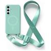 JIYUDZ JIYU Cover Magnetica per Samsung Galaxy S23FE con Cordino,Custodia Silicone Compatibile con MagSafe,Cover Silicone con Corda Collana Tracolla Laccio Regolabile,Menta verde