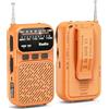 Tendak Mini Radio a batteria, radio AM/FM/FM Piccola con batteria da 1200 mAh, radio tascabile con Bluetooth, radio a transistor a batterie AAA con luce di lettura/TF, caricatore USB-C