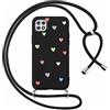Foonary Cover con Cordino per Samsung Galaxy A22 5G 6,6, Custodia con Laccio Collana Tracolla Aesthetic Disegni Morbido Antiurto TPU Necklace Regolabile Protettiva Corda Case per Samsung A22 5G, Cuore