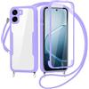 FERLAN Cover per Oppo A6X 5G/Oppo A6X 4G con Cordino, 360 Gradi Antiurto Custodia con Protezione Schermo Integrata Trasparente Rugged TPU Bumper Doppia Protettiva Cover per Oppo A6X 5G/Oppo A6X 4G -Viola