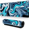 Treer Tappetino Mouse, Tappetino Mouse XXL/XL/L, Tappetino Mouse Gaming con Base Gomma Antiscivolo e Bordi Cuciti, Mouse Pad Stile Semplice, per Ufficio e Casa (900x400mm,Ciano)