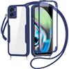 FERLAN Cover per vivo V23 con Cordino, 360 Gradi Antiurto Custodia con Protezione Schermo Integrata Trasparente Rugged TPU Bumper Doppia Protettiva Cover per vivo V23 -Blu