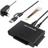 BKELHS Hard Drive Reader USB 3.0 to SATA IDE Adapter, IDE SATA to USB A+ USB C External Hard Drive Adapter Data Recovery Converter Kit for Universal 2.5 3.5 HDD SSD Disk, with 12V/2A Power