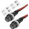 QUARKZMAN 2 Pcs Portafusibili Da Pannello, 5 x 20mm 10/15A DC 125/250V Portafusibili A Vite Con Terminale Ad Anello E Fili Presaldati E Fusibili A Vetro 3A