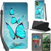 PHINIENLAND Cover per Motorola Moto G35 custodia portafoglio Turquoise | 3 scomparti carte, 1 tasca banconote, Chiusura magnetica, Supporto, Pelle PU flip cover per Moto G35