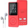 Lychee - Lettore musicale digitale, lettore MP3/MP4, 8 GB, lettore musicale HiFi portatile, senza perdita di suono, con musica/video/registrazione vocale/radio FM, supporta fino a 64 GB (rosso)