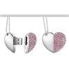Yaxiny, chiavette USB da 16 GB, chiavette USB di alta qualità, impermeabili, a forma di cuore, con diamante, ad alta velocità, USB 2.0, memoria flash, disco di memoria USB, pen drive, 1 pezzo, rosa