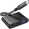 JSAUX Lettore di schede SD USB C con porta USB 3.0 e porta di ricarica | 4 in 1 Micro SD Card Reader | Compatibile con iPhone 15/15 Pro Max/ 15 Pro/15 Plus, iPad Pro, MacBook Pro/Air, Galaxy S8 su S24