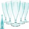 Cozary 5 Pezzi Flute Plastica 155ML, con 1 tazza manicotto, Calici Plastica Rigida Lavabili e Riutilizzabili, Rimovibile, Per Feste, Matrimoni, Compleanni, Natalizi, Blu