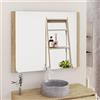 Baikal Specchio da bagno, specchio con lato in legno. Opzione con e senza LED. Stili che si adattano al bagno o a qualsiasi stanza della casa. 100 x 80 cm Laterale Legno Nature