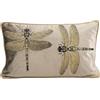 Kare Design cuscino decorativo Glitter Dragonfly, beige/oro, motivo ricamo libellula, decorazione divano, letto, poltrona, grandi dimensioni, 50x30 cm