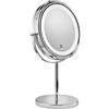 Croydex Specchio da trucco con piedistallo cromato, illuminato da bagno, ingrandimento x3 e doppio lato (altezza) 35,9 cm (larghezza) 23,5 cm