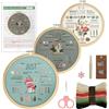 VINATO Kit Ricamo Principianti, Completo con 34 Punti, 3 Motivi Floreali, Telaio Ricamo in Bambù, 10 Colori Fili, Accessori - Set per Imparare il Ricamo, Regalo Creativo per Adulti