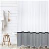 HALL & PERRY Tenda da doccia moderna con nappe, 100% cotone, tessuto a righe, con nappe, per decorazione del bagno (nero, 183 x 183 cm)