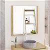 Baikal Specchio da bagno, specchio con lato in legno. Opzione con e senza LED. Stili che si adattano al bagno o a qualsiasi stanza della casa. 80 x 80 cm Laterale Legno Nature