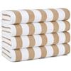 Arkwright LLC Arkwright, teli mare a righe (30 x 60 cm, 4 pezzi) - 100% cotone, perfetti per piscina e bagno (beige)