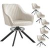SONGMICS Sedie da Pranzo, Portata 120 kg, Poltrone Girevoli Imbottite con Braccioli, Velluto, Gambe in Acciaio, per Sala da Pranzo Cucina, Set di 6, Beige Cappuccino e Nero Inchiostro KDC161LH01V1-6J