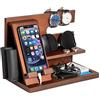 AliveByte Festa del Papà Docking Station in Legno per Smartphone - Supporto Portafoglio e Orologio - Idee Regalo Uomo per Compleanno, Anniversario, Lui/Lei