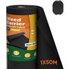 iropro Telo Pacciamatura 1m x 50m, 100g/m² Telo Anti Erbacce Orto, Giardino, Stabilizzazione ai Raggi UV, Barriere Contro Le Erbe Infestanti, Tessuto Non Tessuto Telo di Pacciamatura con 25 rondelle