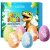 LUDHEP Set 6 Bath Bomb a Forma di Uovo di Dinosauro, Dinosauro Regalo 6 Bombe da Bagno con Giocattoli a Sorpresa, con Profumi Vari, per Bagno e Pulizia della Pelle