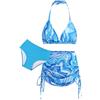Arshiner Ragazze 3 Pezzi Bikini Set Bambina con Gonna Estiva Stampa Floreale Costumi da Bagno per Ragazza 13-14 Anni
