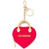 Love Moschino Portachiavi Cuore Portamonete Ciondolo,Rosso, Metallo Oro