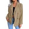 Cocila Cardigan Tinta Unita Da Lavoro Con Risvolto In Velluto A Coste Bottoni E Maniche Lunghe Aperte Sul Davanti Invernale (Khaki Xxl) Giubbotti Invernali Donna Abbigliamento Gotico Donna