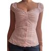 Nicoxijia - Camicetta da donna Y2k fatata, coquette, a maniche corte, a pois, con peplum, babydoll, per uscire d'estate, crop top, B-rosa, M