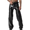 Manyakai Pantaloni in Pelle con Frange da Cowboy Uomo Pantaloni con Aperture Laterali per Festa a Tema Motociclistico di Halloween Nero M