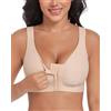 DotVol Reggiseno Sportivo da Donna Sostegno Forte, Senza Ferretti, Taglie Forti, Reggiseno Funzionale, Design Plissettato con Chiusura Frontale, Intimo Non Imbottito Beige XXL