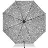 Generic Ombrello da viaggio compatto da viaggio glitterato grigio brillante nero ombrello portatile UPF 50 ombrello automatico aperto e chiuso per pioggia e sole