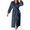 Generisch Accappatoio da donna, morbido, lungo, oversize, con cappuccio, leggero, in spugna, morbido, in pile, per la casa, in spugna di cotone, Blu marino, L