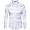 WAEKQIANG Camicia Da Uomo In Raso Liscio - Smoking, Formale, Casual Da Lavoro - Maniche Lunghe, Colletto Con Bottoni, Slim Fit - Puro Colore