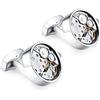 Honey Bear Gemelli Movimento Dell'orologio Steampunk Per Uomo Camicia, giro acciaio per regalo di nozze affari con scatola (argento)