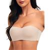 Prontiaduscire Reggiseno Carne a Fascia Senza Spalline Donna Minimizer Reggiseno Nude Invisibile - T Shirt Reggiseni Senza Ferretto e Imbottito - 122R1 Beige S 34/75