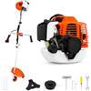 TANIASHOP Decespugliatore a Scoppio 52cc 1.45kW 8500RPM Motore 2 Tempi con Manubrio Avviamento Elettrico con Batteria 12V e Manuale con Testina Doppio Filo e Disco tre Denti Acciaio per Erba, Giardino, Arbusti