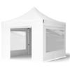 TOOLPORT 3x3m Gazebo Pieghevole PES 800 con Laterali (finestre panoramiche), Professional 40mm Alluminio, Bianco