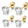 day berlin day.berlin orecchini a perno White da donna placcati oro 18k, set da 4 con zirconi bianchi 6mm e 8mm, acciaio inox 316L, senza nichel e resistenti all'acqua