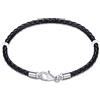 EMOSTAR Braccialetto in pelle intrecciata nero e rosso per donne/uomini, braccialetti in vera pelle intrecciata con chiusura a moschettone in argento 925 e anelli in gomma, personalizzato per la festa della