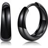 Silvora Orecchini Donna Cerchio Argento 925, 14mm Orecchino Cerchio Donna Nero, Orecchini Piccoli Tondi Eleganti per Anniversario Compleanno Natale