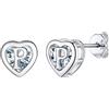 Supcare Cuore Orecchini Donna Argento 925, P Lettera Inizaile Orecchini Piccoli Donna, Tennis Orecchini Brillantini con Zirconi, Idee Regalo per Mamma Bambina