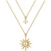 Molenia Collana a strati con stella a otto punte per donna, stella polare dorata, collana a più fili con stella portafortuna, ciondolo in argento 925 con pietra di luna, gioielli celestiali