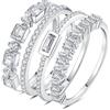 JewelryPalace 1ct Eternity Anello Solitario Donna placcato oro bianco 14K Cubic Zirconia, 4 Anelli Impilabili Donna Pietra a Taglio Smeraldo, Fedi Nuziali oro bianco Matrimonio Set Gioielli Donna 28